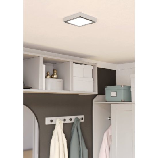 Eglo fueva 6 plafoniera led 7w cct 2700k 6500k 15cm ip44 per bagno moderna quadrata cromo