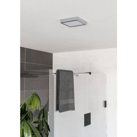 Eglo fueva 6 plafoniera led 7w cct 2700k 6500k 15cm ip44 per bagno moderna quadrata cromo