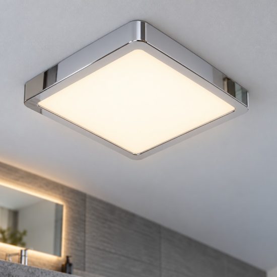 Eglo fueva 6 plafoniera led 10,5w cct 2700k 6500k 22cm ip44 per bagno moderna quadrata cromo
