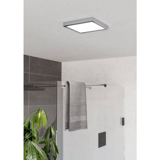Eglo fueva 6 plafoniera led 10,5w cct 2700k 6500k 22cm ip44 per bagno moderna quadrata cromo