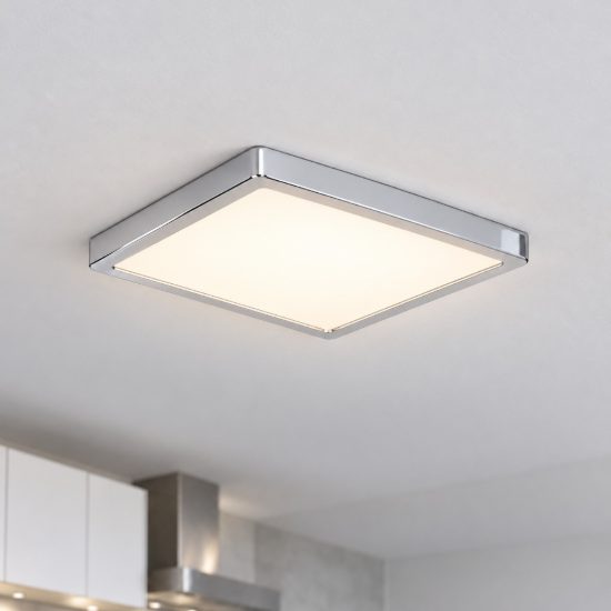 Eglo fueva 6 plafoniera led 13w cct 2700k 6500k 29cm ip44 per bagno moderna quadrata cromo