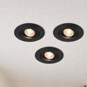 Eglo barranco gu10 set 3 faretti da incasso per cartongesso orientabili foro 6,8cm nero