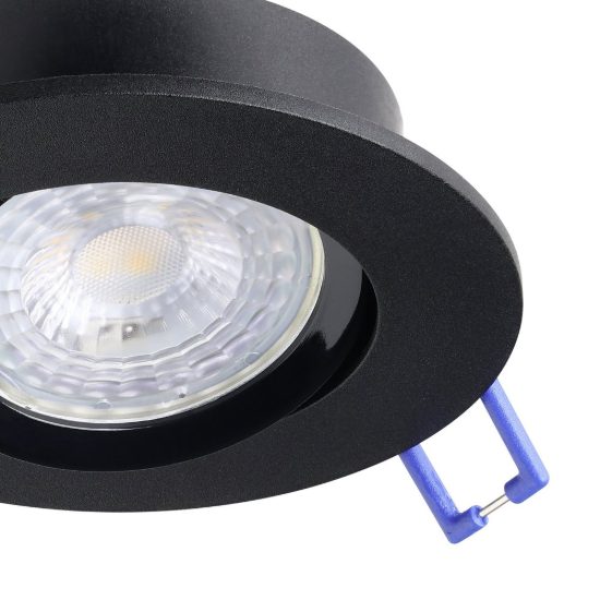 Eglo barranco gu10 set 5 faretti da incasso per cartongesso orientabili foro 6,8cm nero