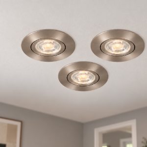 Eglo barranco gu10 set 3 faretti da incasso per cartongesso orientabili foro 6,8cm nichel opaco