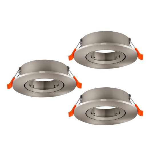 Eglo barranco gu10 set 3 faretti da incasso per cartongesso orientabili foro 6,8cm nichel opaco