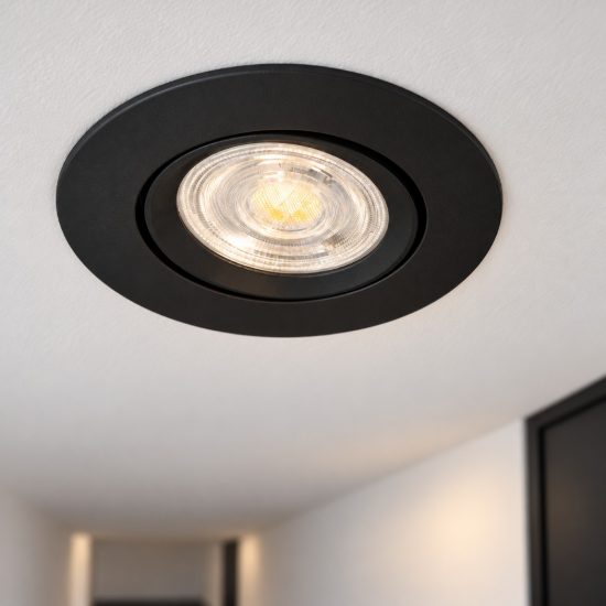 Eglo barranco gu10 faretto da incasso per cartongesso orientabile led 4,5w 3000k foro 6,8cm nero