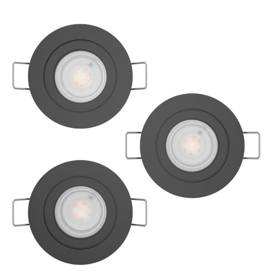 Eglo barranco gu10 set 3 faretti da incasso per cartongesso orientabili led 3x4,5w 3000k foro 6,8cm nero