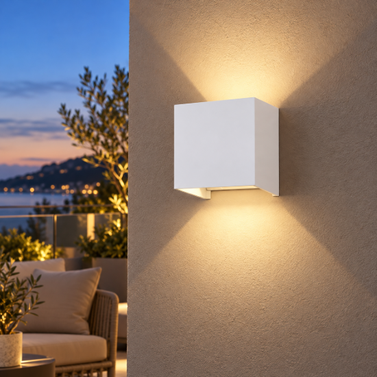 Applique da esterno ip54 led 12w 2700k dimmerabile bianca