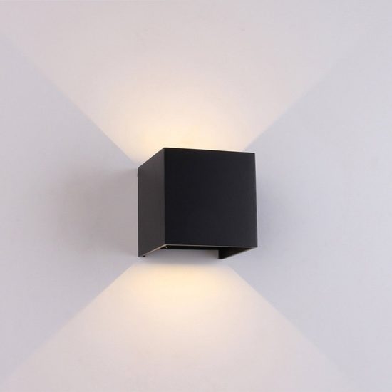 Applique cubo da esterno moderna nera led 12w 2700k ip54 dimmerabile