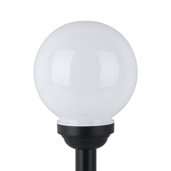 Eglo puglia lampada solare da giardino a sfera led 0,1w 3000k 15cm ip44 con picchetto moderna nera e bianca