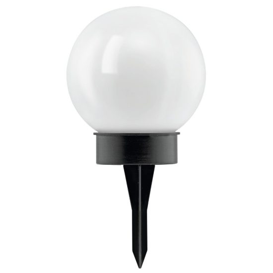 Eglo puglia lampada solare da giardino a sfera led 0,1w 3000k 15cm ip44 con picchetto moderna nera e bianca