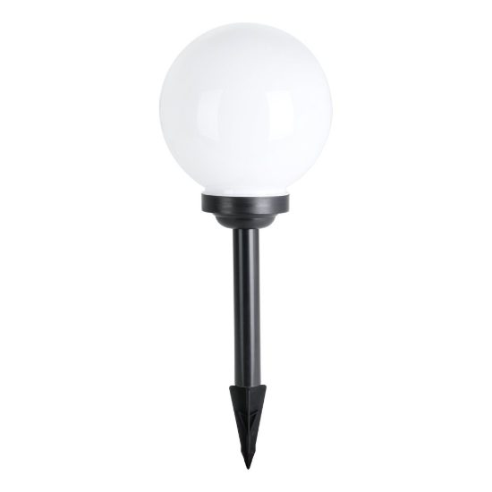 Eglo puglia lampada solare da giardino a sfera led 0,2w 3000k 20cm ip44 con picchetto moderna nera e bianca