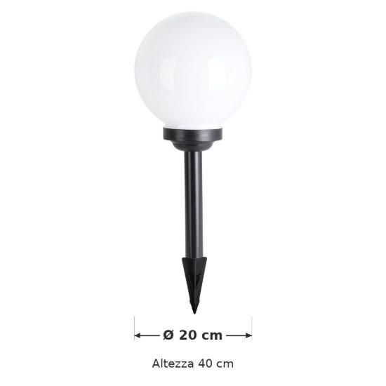 Eglo puglia lampada solare da giardino a sfera led 0,2w 3000k 20cm ip44 con picchetto moderna nera e bianca