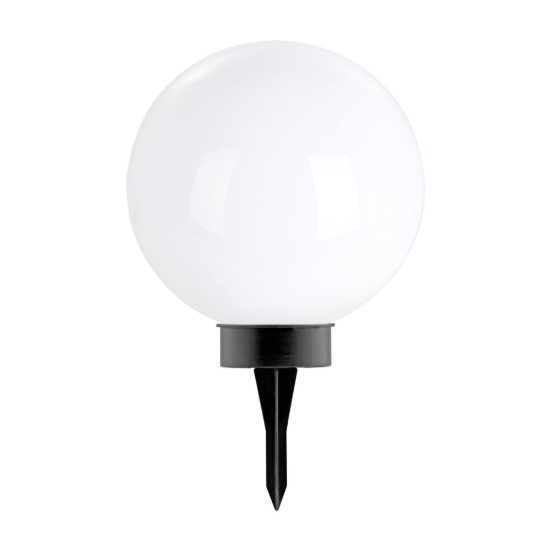 Eglo puglia lampada solare da giardino a sfera led 0,2w 3000k 25cm ip44 con picchetto moderna nera e bianca