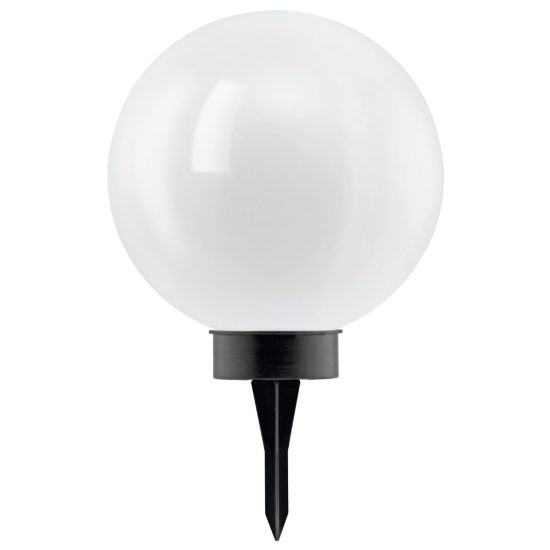 Eglo puglia lampada solare da giardino a sfera led 0,2w 3000k 25cm ip44 con picchetto moderna nera e bianca