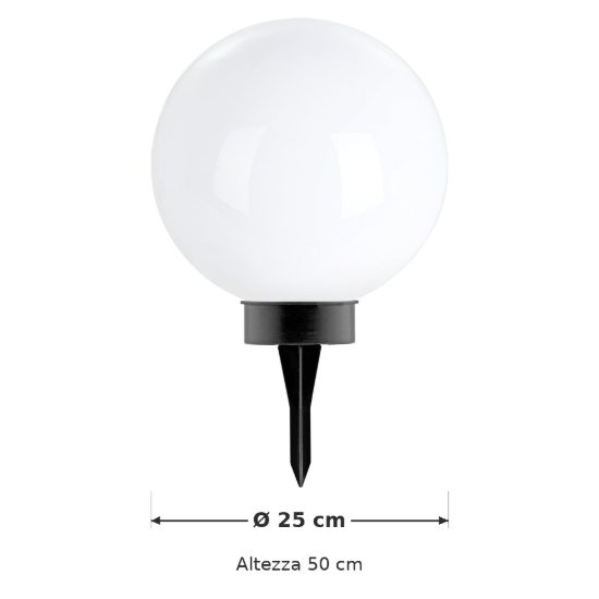Eglo puglia lampada solare da giardino a sfera led 0,2w 3000k 25cm ip44 con picchetto moderna nera e bianca