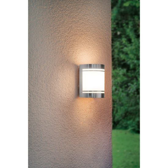 Eglo cerno applique da esterno 14cm ip44 moderna rettangolare acciaio inox