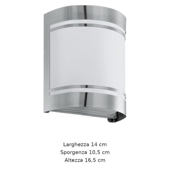 Eglo cerno applique da esterno 14cm ip44 moderna rettangolare acciaio inox