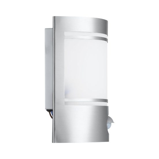 Eglo cerno applique da esterno 14cm ip44 moderna rettangolare acciaio inox con sensore di movimento