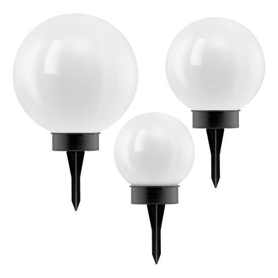 Eglo puglia set 3 lampade solari da giardino a sfera led ip44 con picchetto 15cm 20cm 25cm moderne nere e bianche