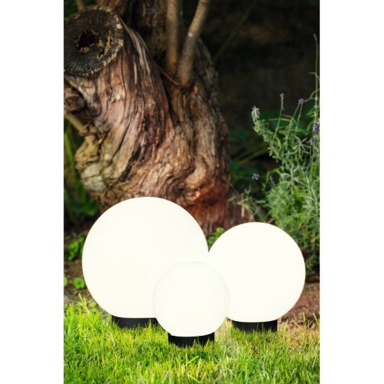 Eglo puglia set 3 lampade solari da giardino a sfera led ip44 con picchetto 15cm 20cm 25cm moderne nere e bianche