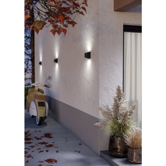 Eglo tressanti applique da esterno led 2,9w 3000k 9,1cm ip44 ricaricabile moderna a tronco di piramide nera opaca con sensore di movimento