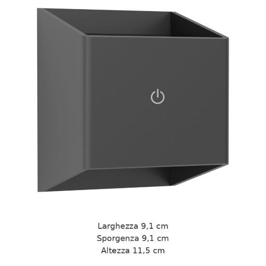 Eglo tressanti applique da esterno led 2,9w 3000k 9,1cm ip44 ricaricabile moderna a tronco di piramide nera opaca con sensore di movimento