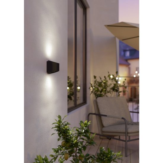 Eglo tressanti applique da esterno led 2,9w 3000k 8cm ip44 ricaricabile moderna cilindrica nera opaca con sensore di movimento