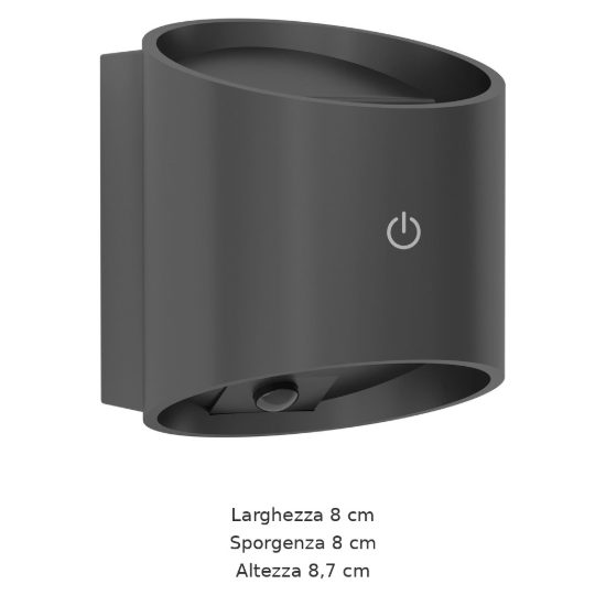 Eglo tressanti applique da esterno led 2,9w 3000k 8cm ip44 ricaricabile moderna cilindrica nera opaca con sensore di movimento