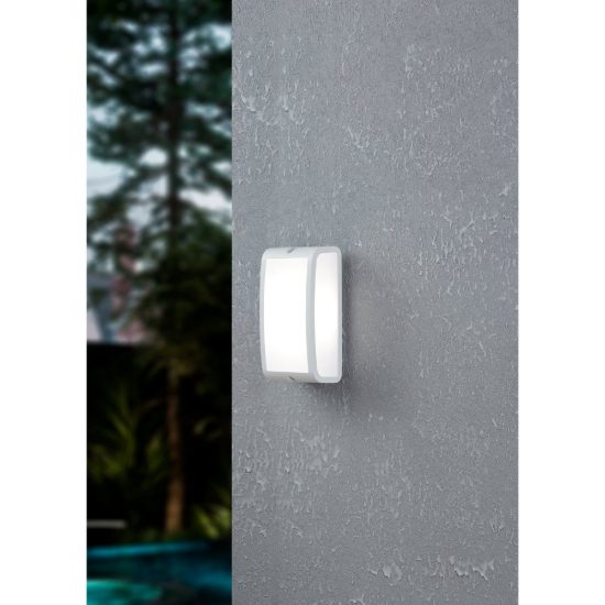 Eglo camarda applique da esterno led 10,5w 4000k 22cm ip54 moderna rettangolare a pannello bianca