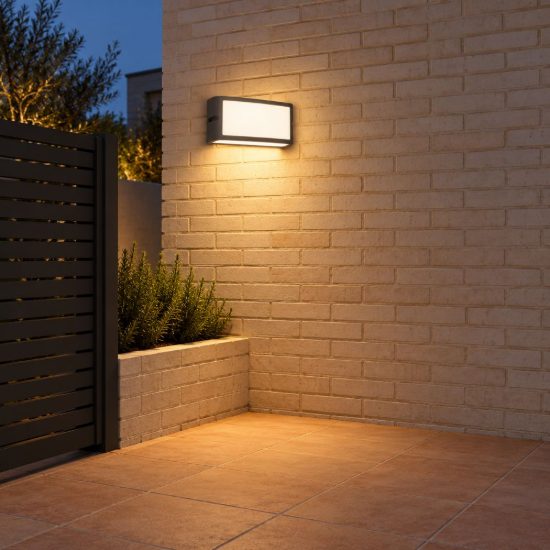 Eglo camarda applique da esterno led 10,5w 4000k 22cm ip54 moderna rettangolare a pannello antracite