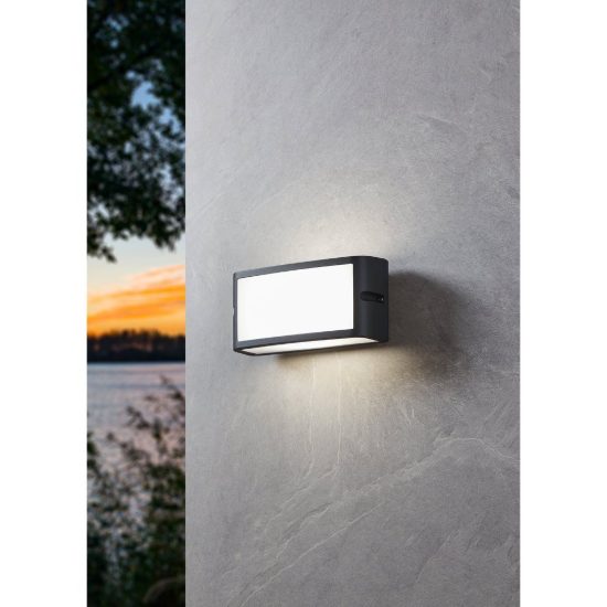 Eglo camarda applique da esterno led 10,5w 4000k 22cm ip54 moderna rettangolare a pannello antracite