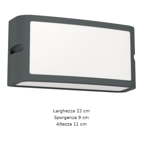 Eglo camarda applique da esterno led 10,5w 4000k 22cm ip54 moderna rettangolare a pannello antracite
