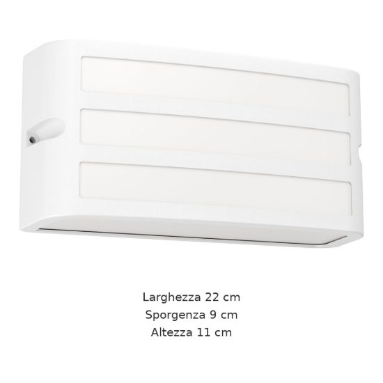 Eglo camarda applique da esterno 22cm ip54 moderna rettangolare a tre fasce bianca
