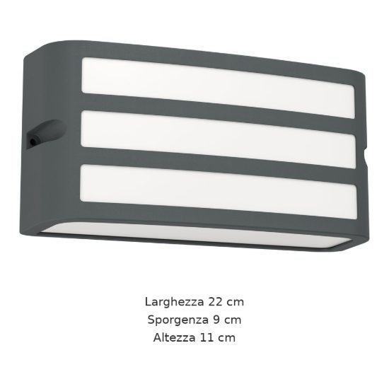 Eglo camarda applique da esterno 22cm ip54 moderna rettangolare a tre fasce antracite