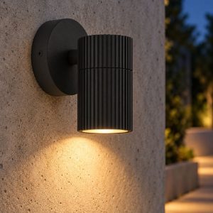 Eglo tomelloso applique da esterno 6cm ip44 moderna cilindrica verso il basso nera