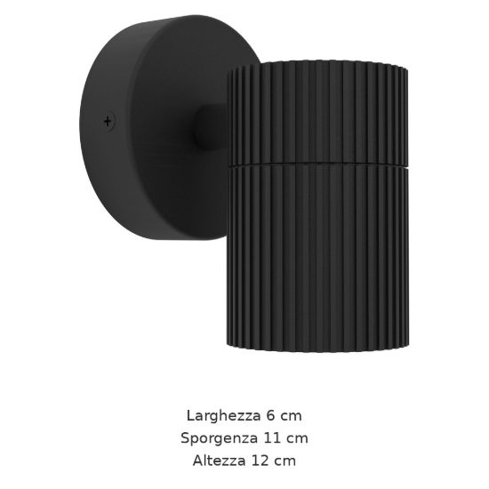 Eglo tomelloso applique da esterno 6cm ip44 moderna cilindrica verso il basso nera