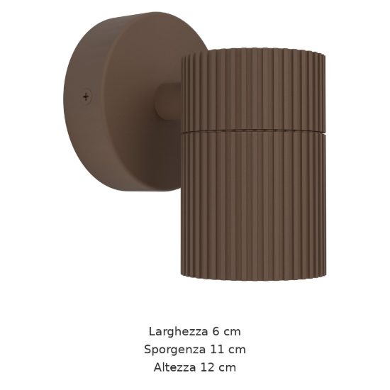 Eglo tomelloso applique da esterno 6cm ip44 moderna cilindrica verso il basso ruggine