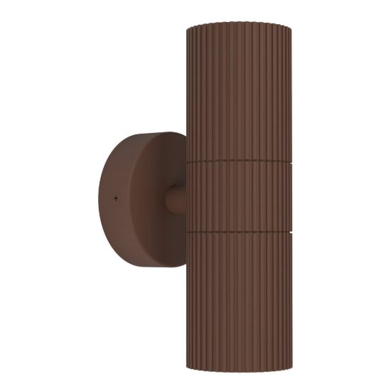 Eglo tomelloso applique da esterno 2 luci 6cm ip44 moderna cilindrica biemissione ruggine