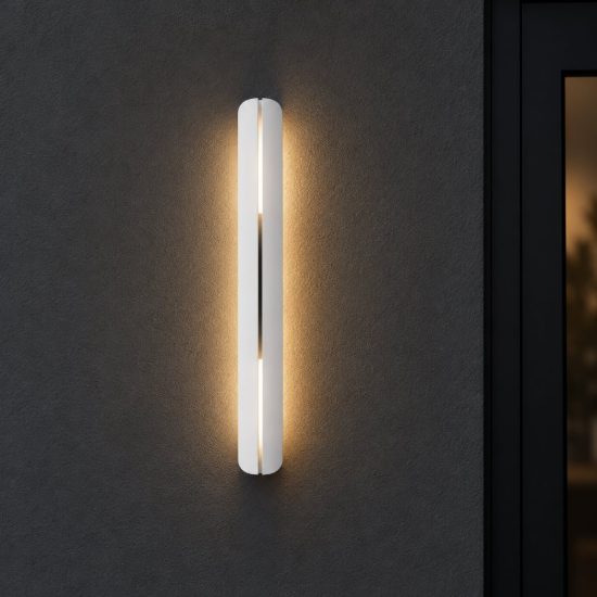 Eglo vascella applique da esterno led 10,5w cct 2700k 6500k 60cm ip44 moderna lineare bianca