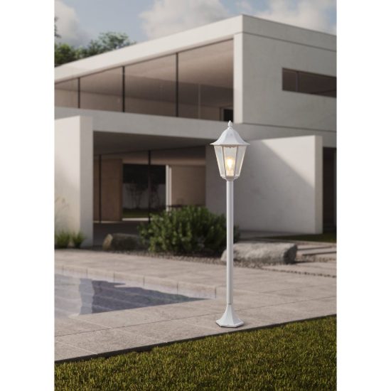 Eglo navedo lampione da giardino 120cm ip44 classico a lanterna bianco