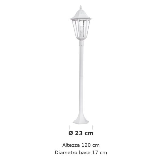 Eglo navedo lampione da giardino 120cm ip44 classico a lanterna bianco