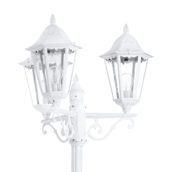 Eglo navedo lampione da giardino 3 luci 220cm ip44 classico a lanterna bianco