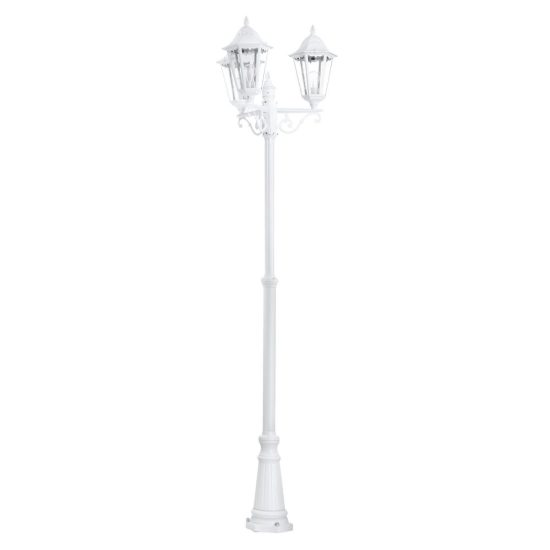 Eglo navedo lampione da giardino 3 luci 220cm ip44 classico a lanterna bianco