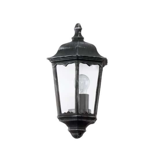 Eglo navedo applique da esterno 29cm ip44 classica a lanterna nera e argento patinato