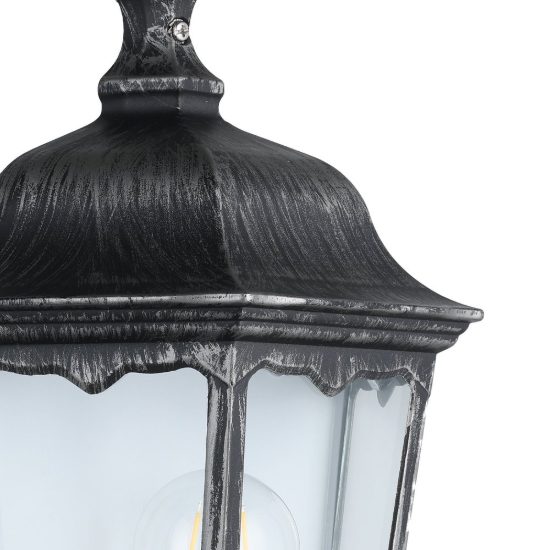 Eglo navedo applique da esterno 29cm ip44 classica a lanterna nera e argento patinato