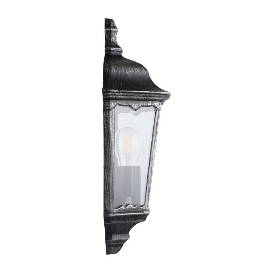 Eglo navedo applique da esterno 29cm ip44 classica a lanterna nera e argento patinato