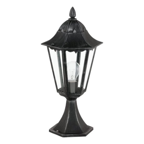Eglo navedo lampioncino da giardino 47cm ip44 classico a lanterna nero e argento patinato