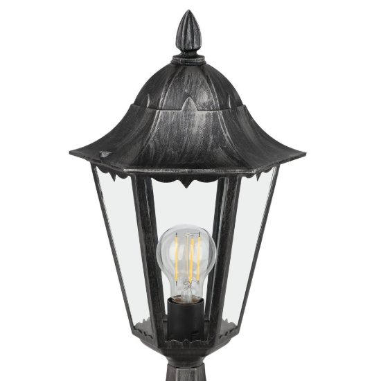 Eglo navedo lampioncino da giardino 47cm ip44 classico a lanterna nero e argento patinato