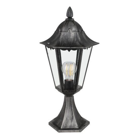 Eglo navedo lampioncino da giardino 47cm ip44 classico a lanterna nero e argento patinato